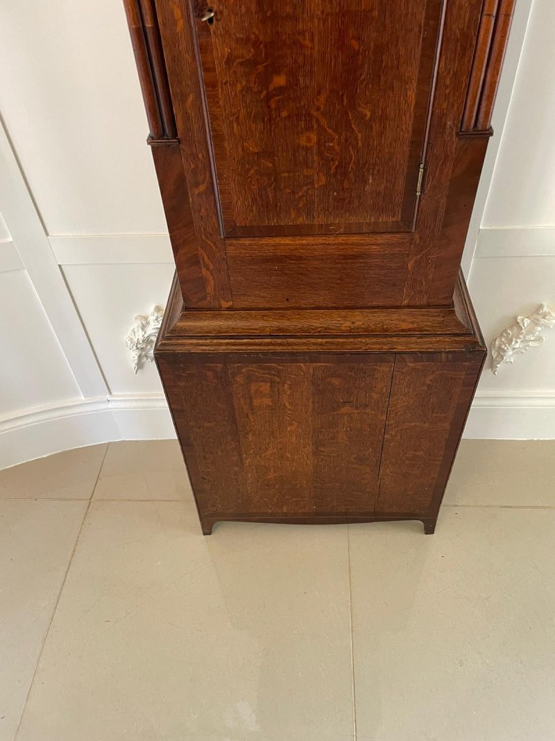 Antique Oak and Mahogany Grandfather Clock by W Prior, Skipton - Image 9